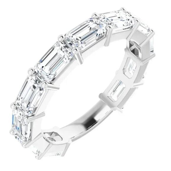 🎁925 Silver Plated Imitate Moissanite Ring Emerald CZ Ring, MARR9390 - Picture 1 of 6